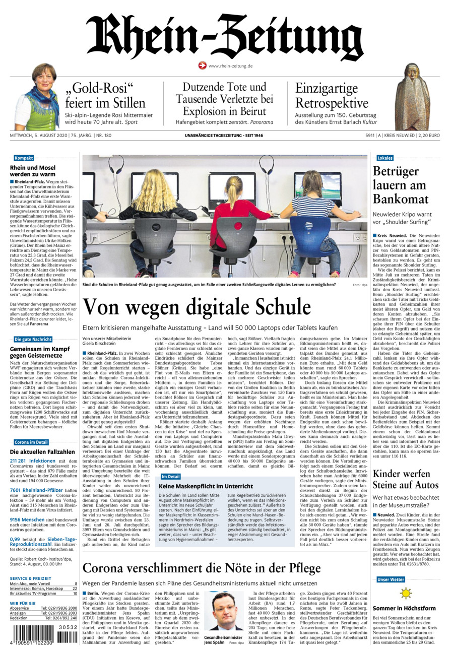 Rhein-Zeitung Kreis Neuwied vom Mittwoch, 05.08.2020