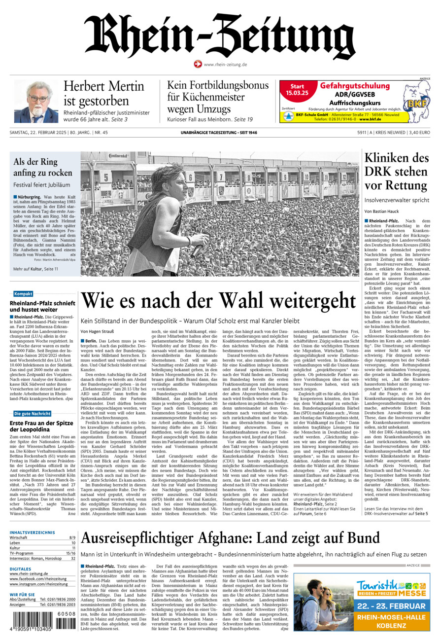 Rhein-Zeitung Kreis Neuwied vom Samstag, 22.02.2025