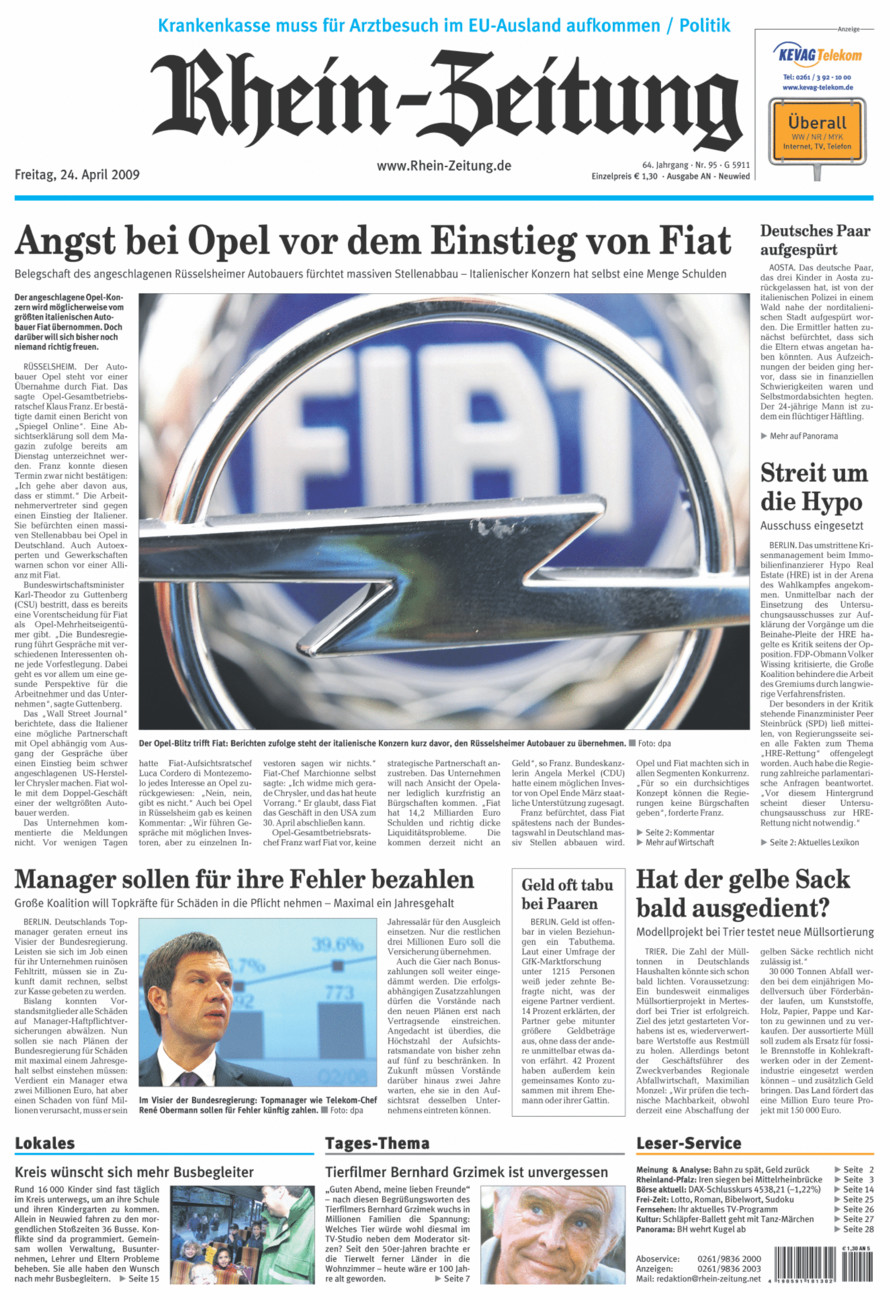 Rhein-Zeitung Kreis Neuwied vom Freitag, 24.04.2009