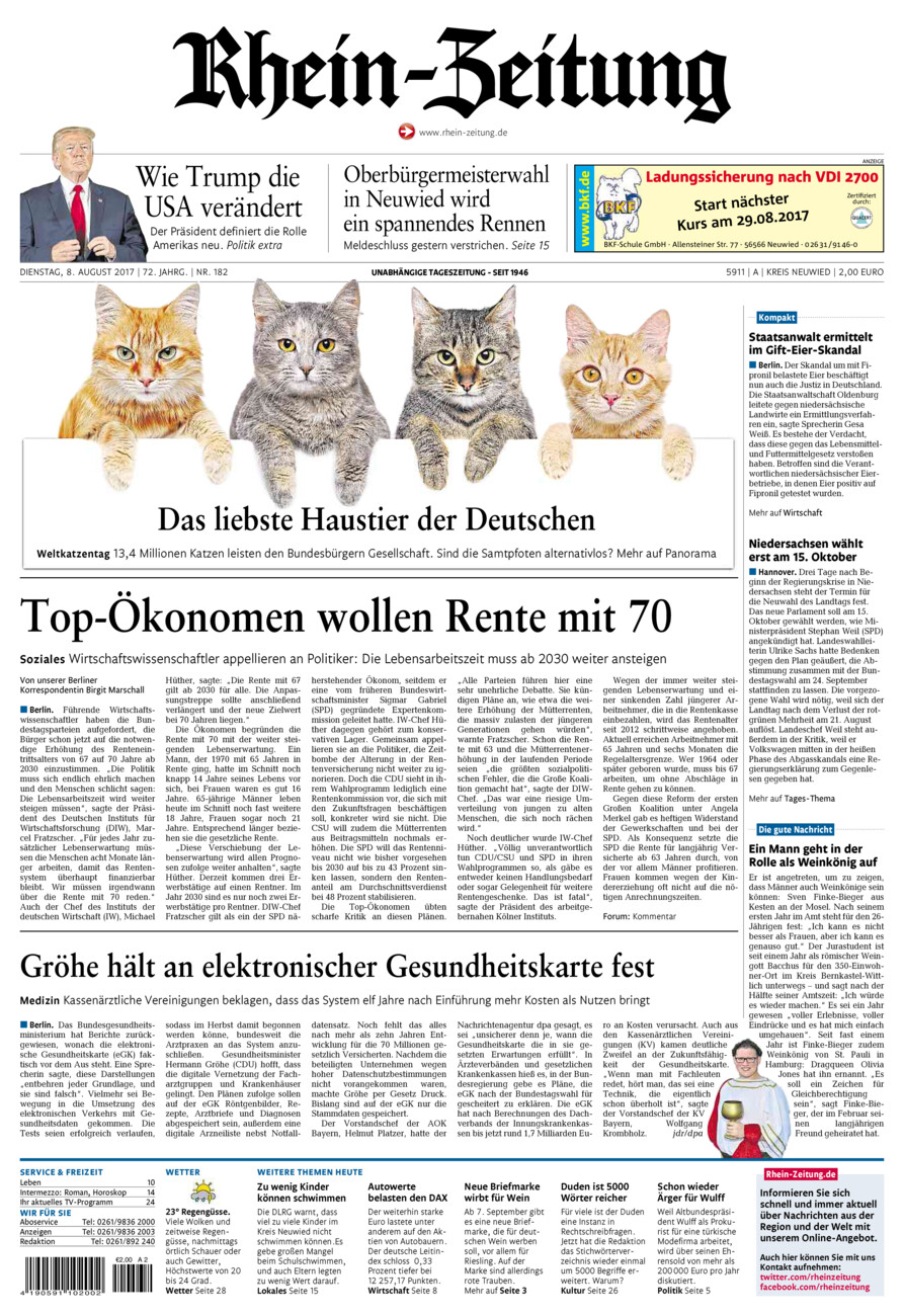 Rhein-Zeitung Kreis Neuwied vom Dienstag, 08.08.2017