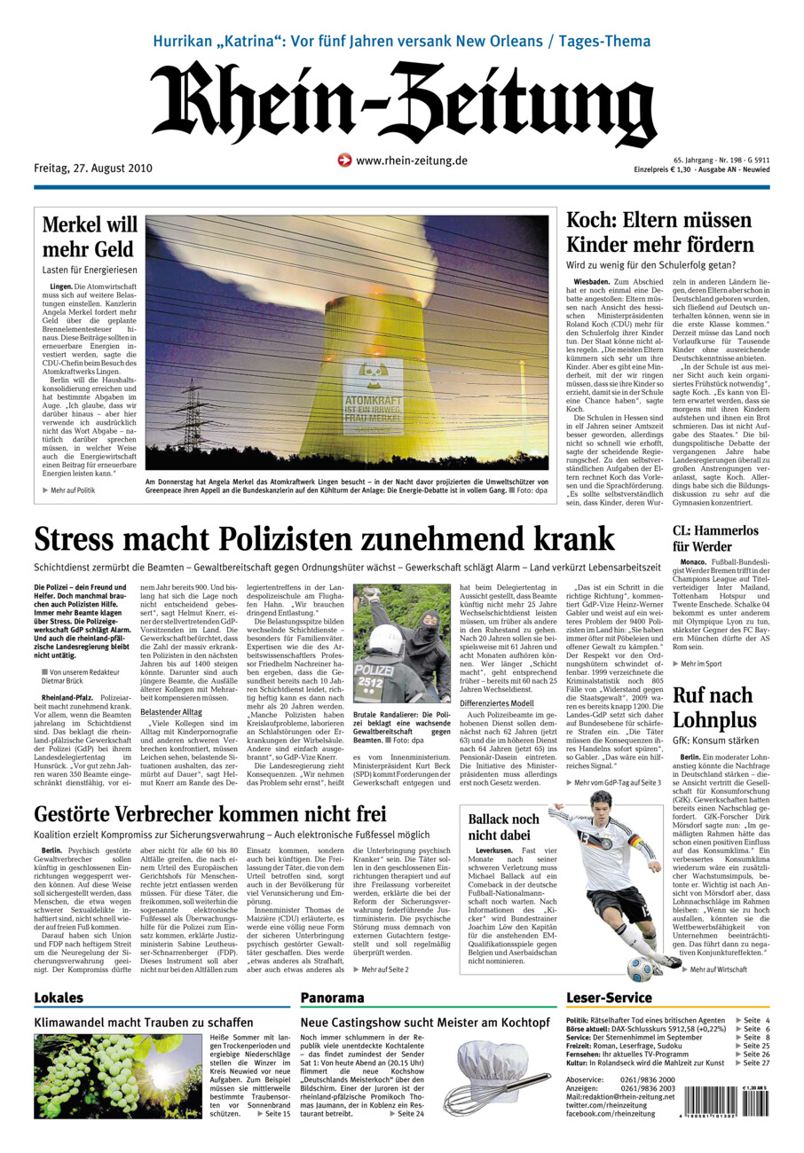 Rhein-Zeitung Kreis Neuwied vom Freitag, 27.08.2010