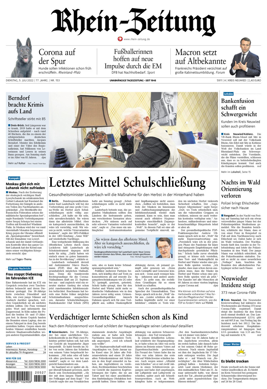 Rhein-Zeitung Kreis Neuwied vom Dienstag, 05.07.2022