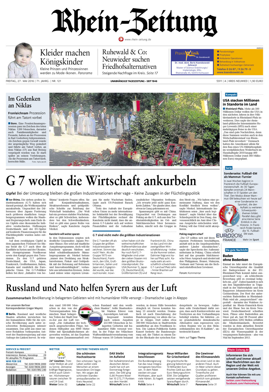 Rhein-Zeitung Kreis Neuwied vom Freitag, 27.05.2016