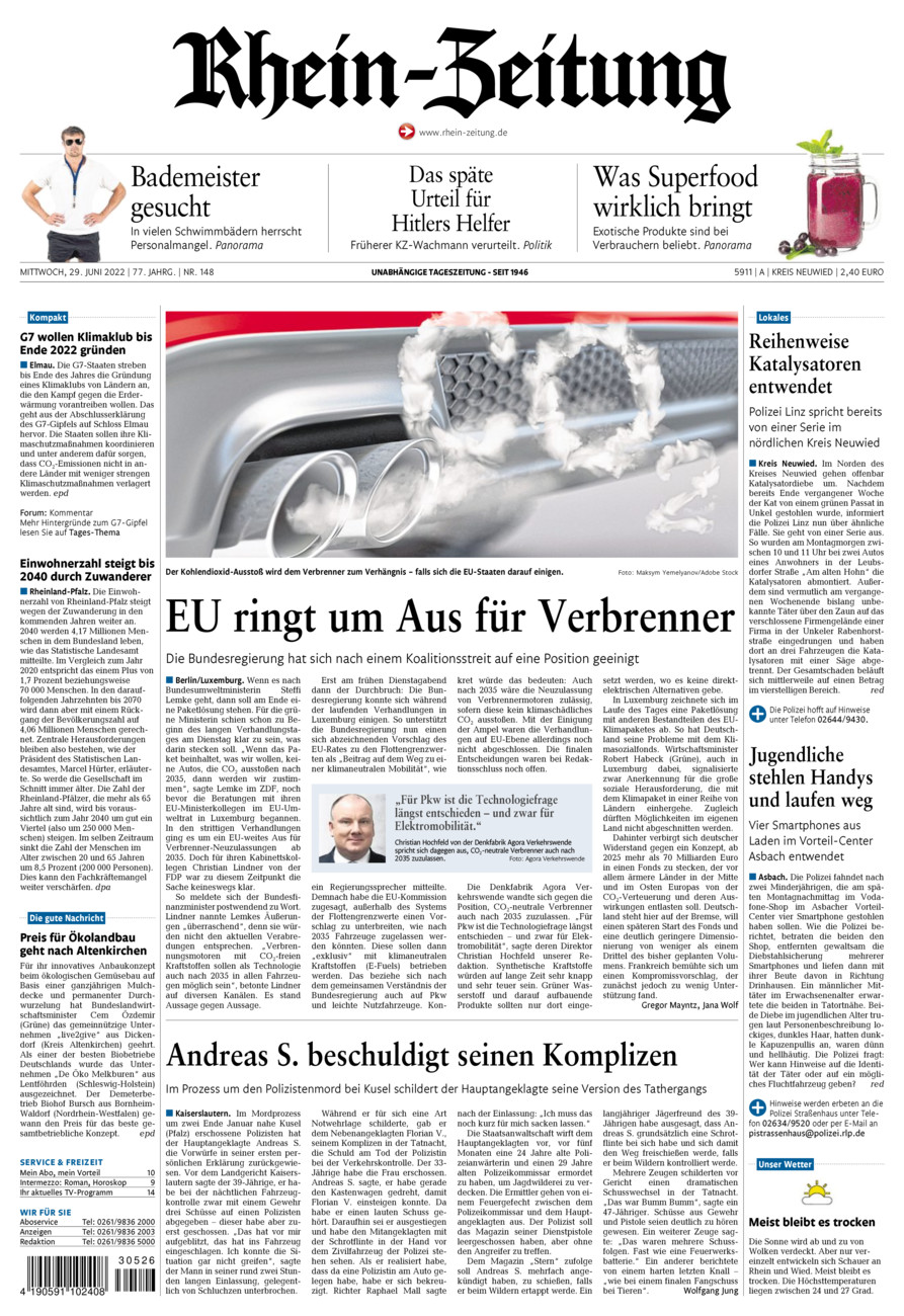 Rhein-Zeitung Kreis Neuwied vom Mittwoch, 29.06.2022