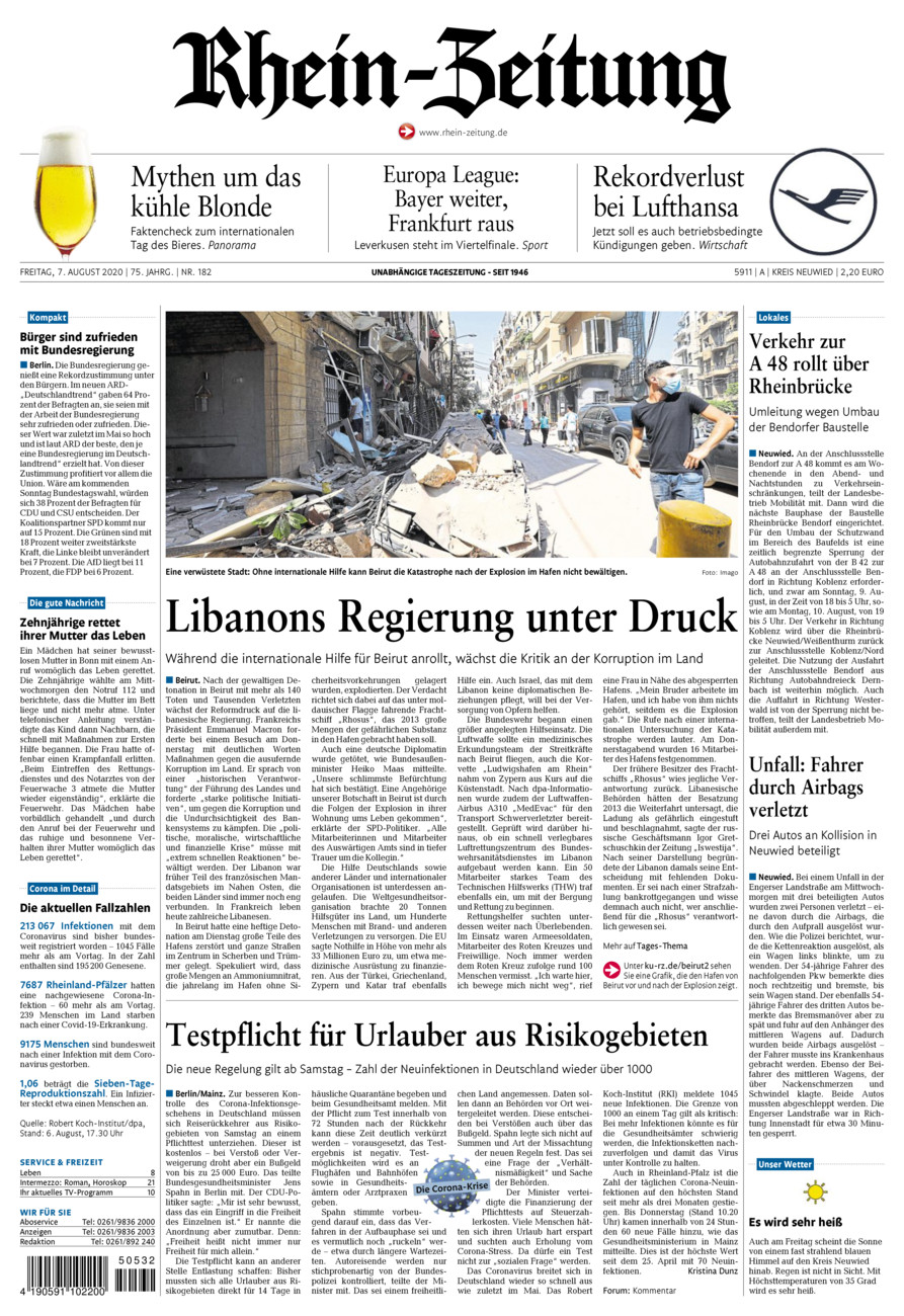 Rhein-Zeitung Kreis Neuwied vom Freitag, 07.08.2020