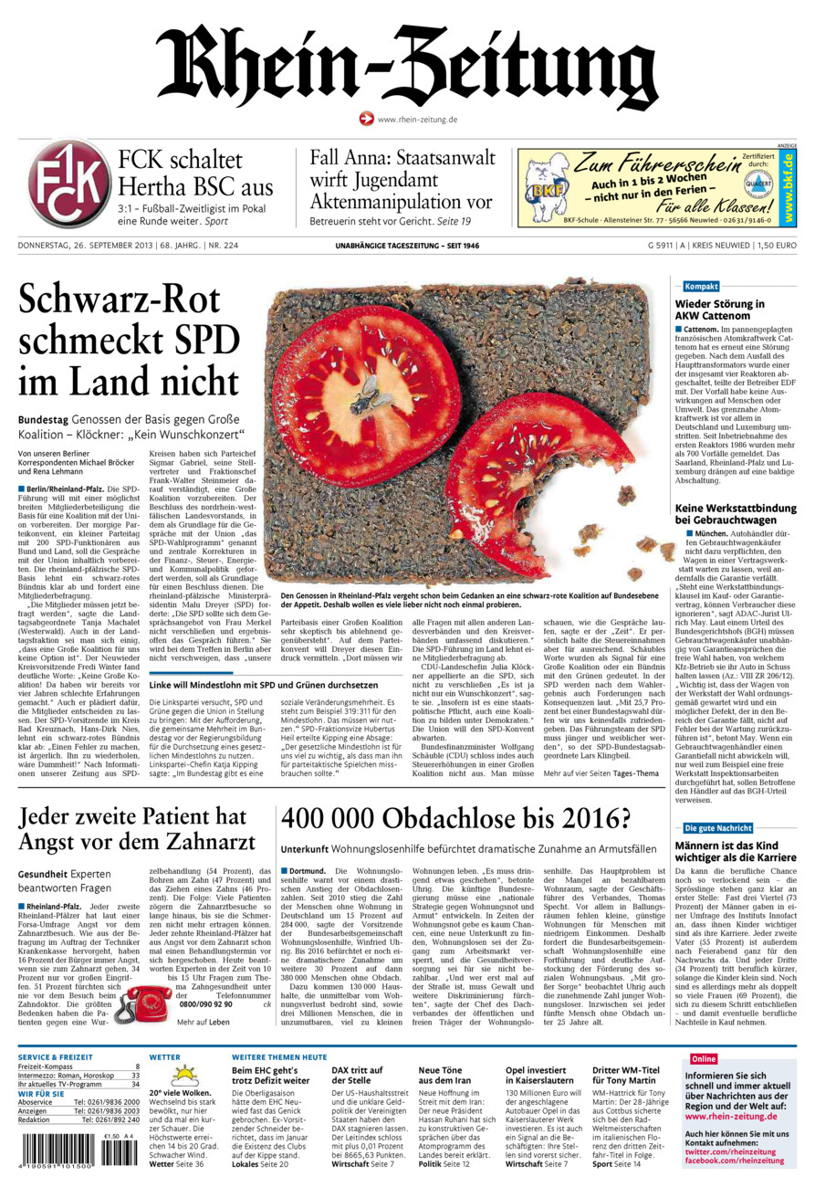 Rhein-Zeitung Kreis Neuwied vom Donnerstag, 26.09.2013