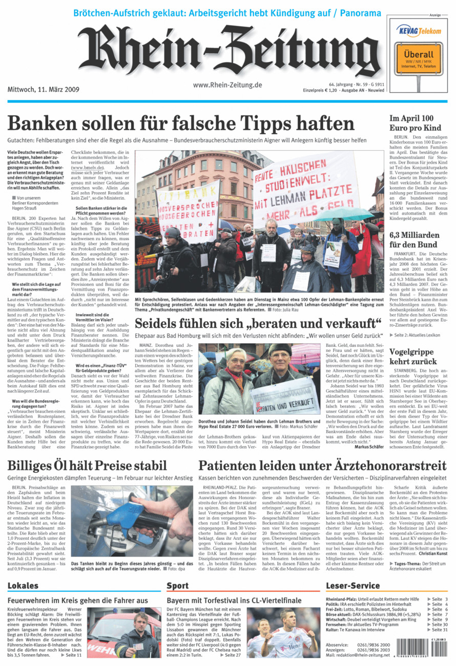 Rhein-Zeitung Kreis Neuwied vom Mittwoch, 11.03.2009