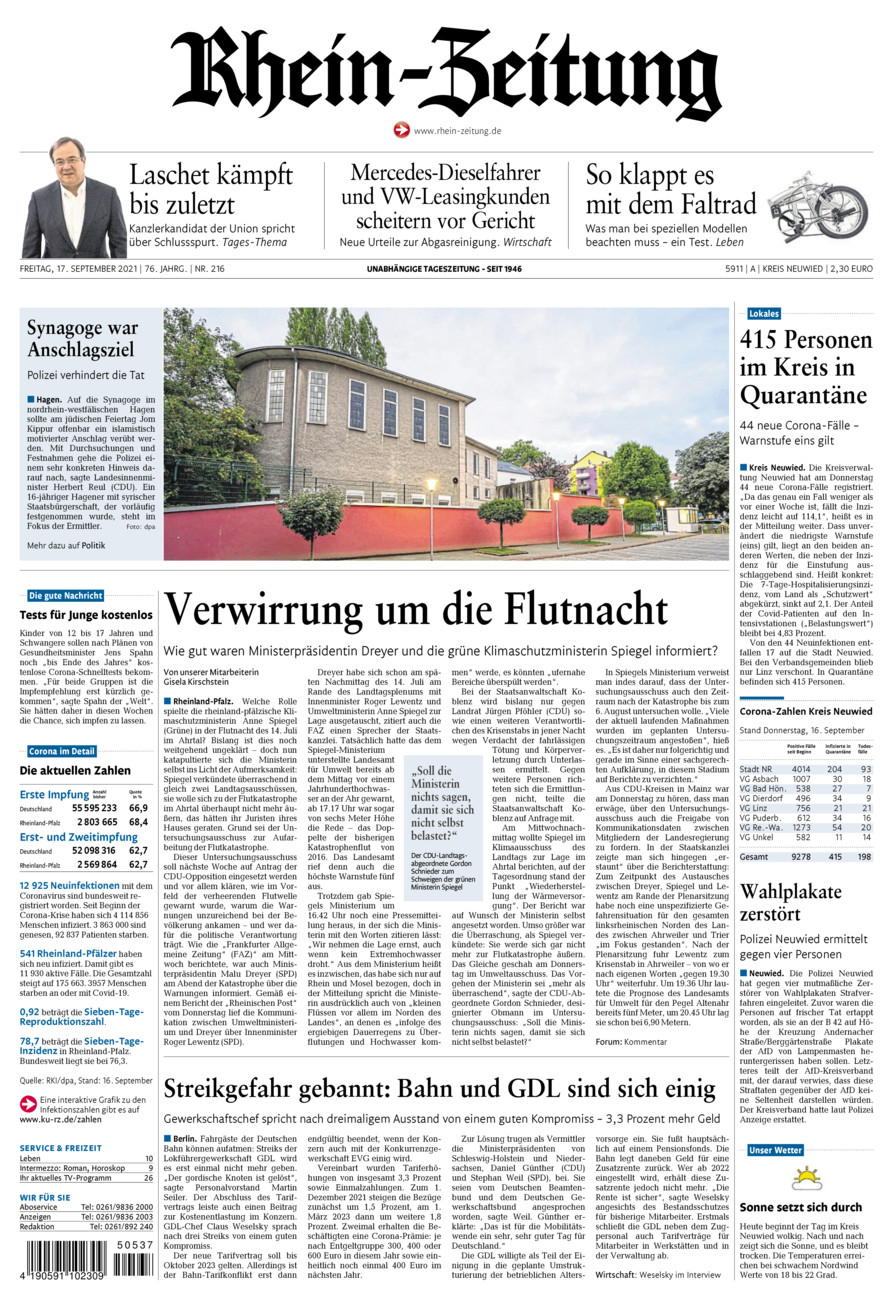 Rhein-Zeitung Kreis Neuwied vom Freitag, 17.09.2021