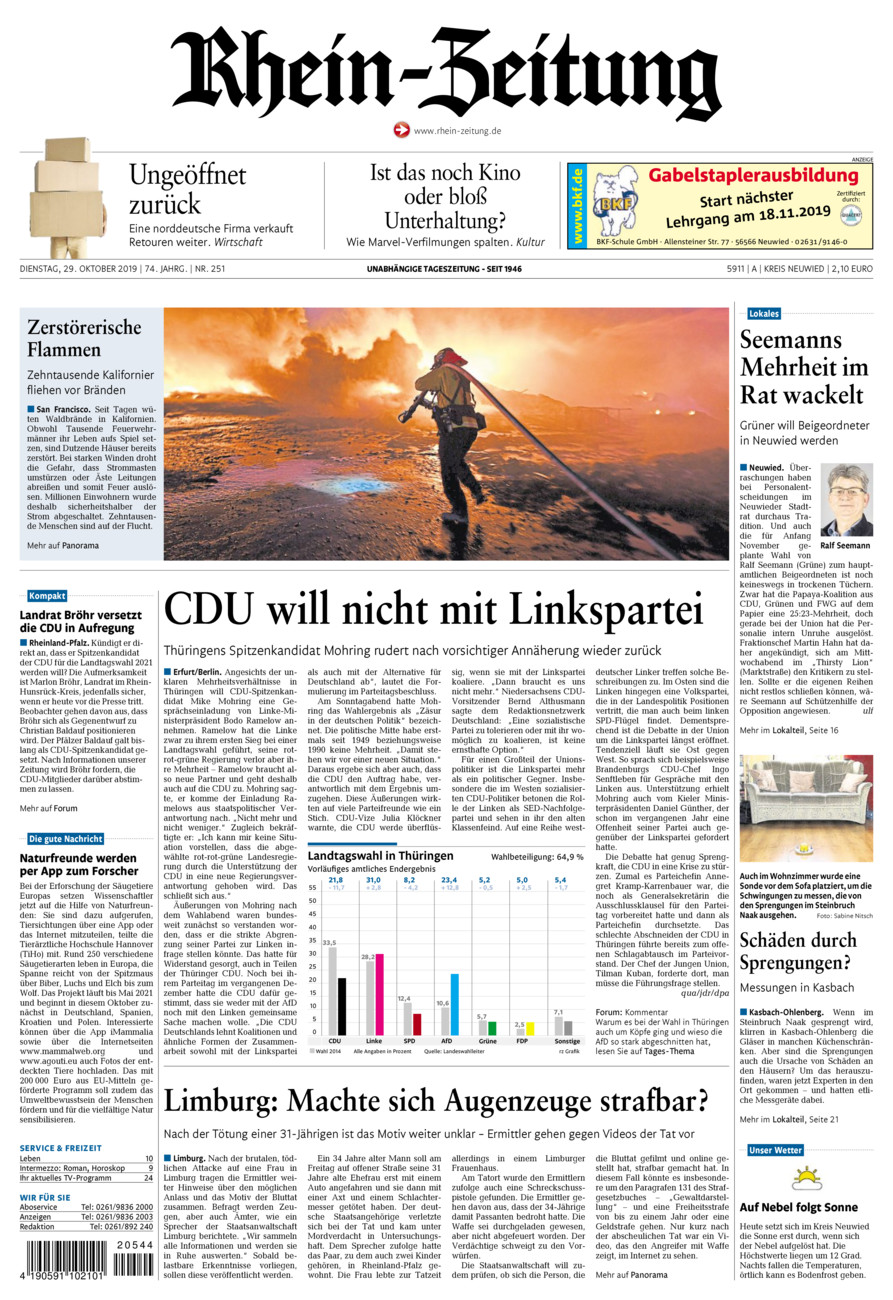 Rhein-Zeitung Kreis Neuwied vom Dienstag, 29.10.2019