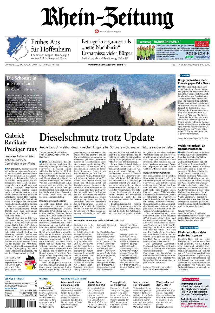Rhein-Zeitung Kreis Neuwied vom Donnerstag, 24.08.2017