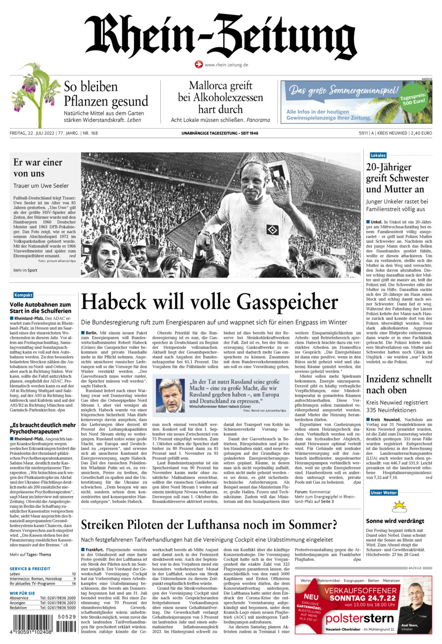 Rhein-Zeitung Kreis Neuwied vom Freitag, 22.07.2022