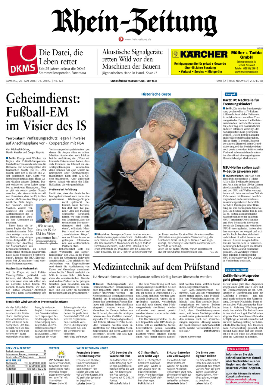 Rhein-Zeitung Kreis Neuwied vom Samstag, 28.05.2016