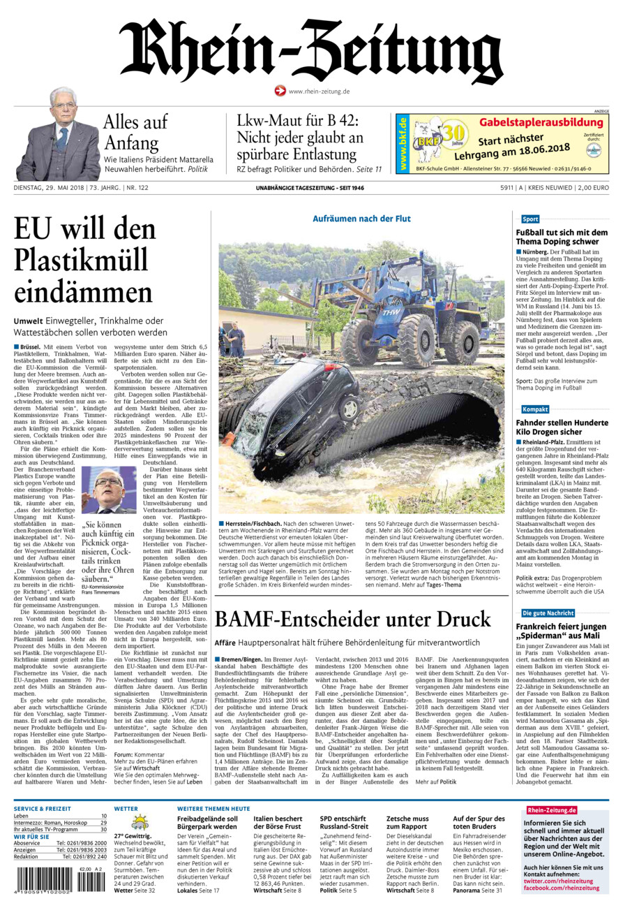 Rhein-Zeitung Kreis Neuwied vom Dienstag, 29.05.2018