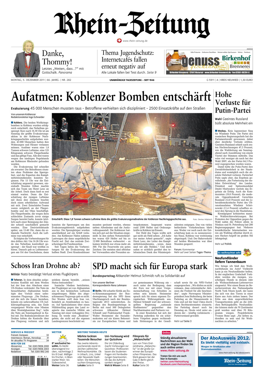 Rhein-Zeitung Kreis Neuwied vom Montag, 05.12.2011