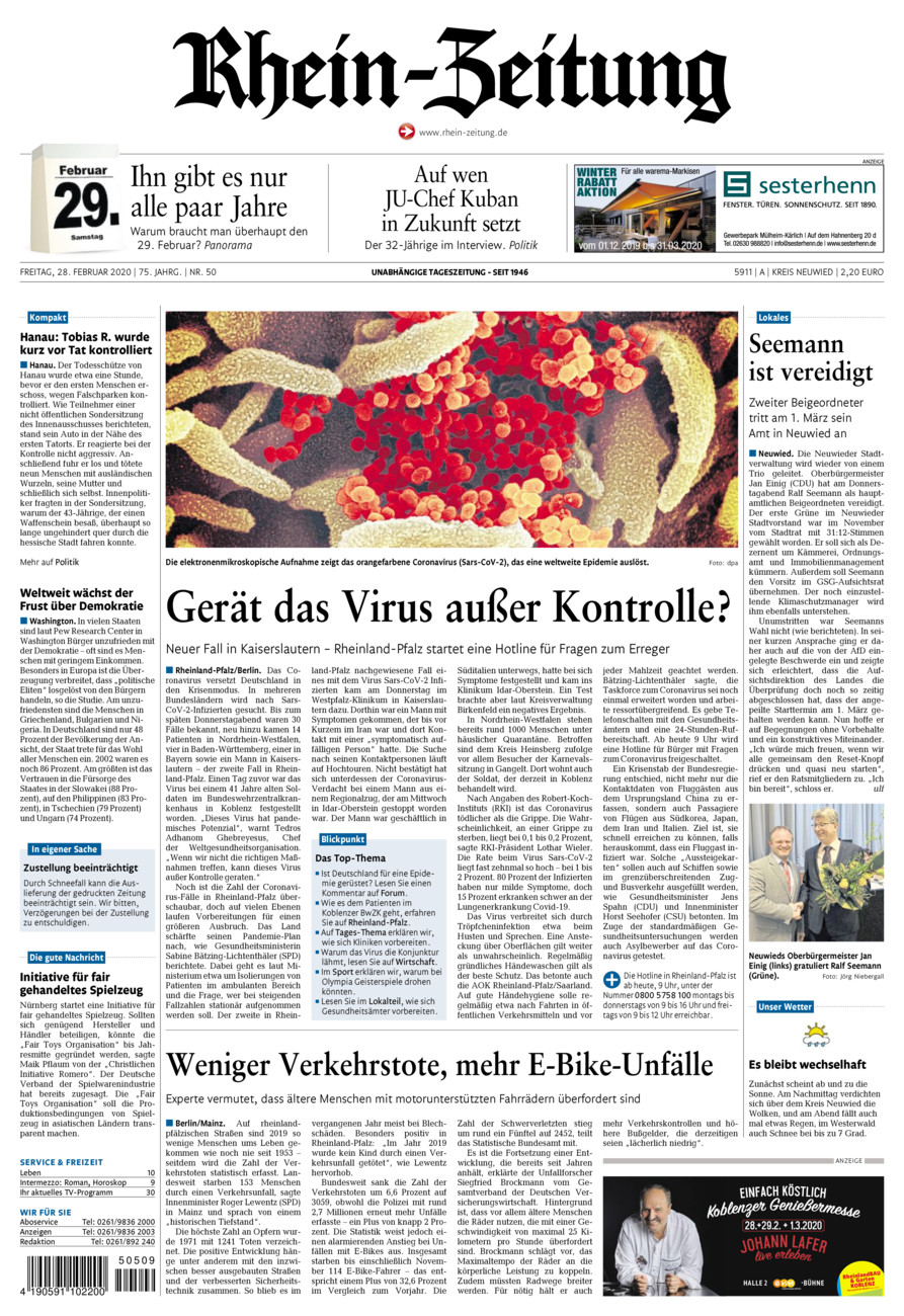 Rhein-Zeitung Kreis Neuwied vom Freitag, 28.02.2020