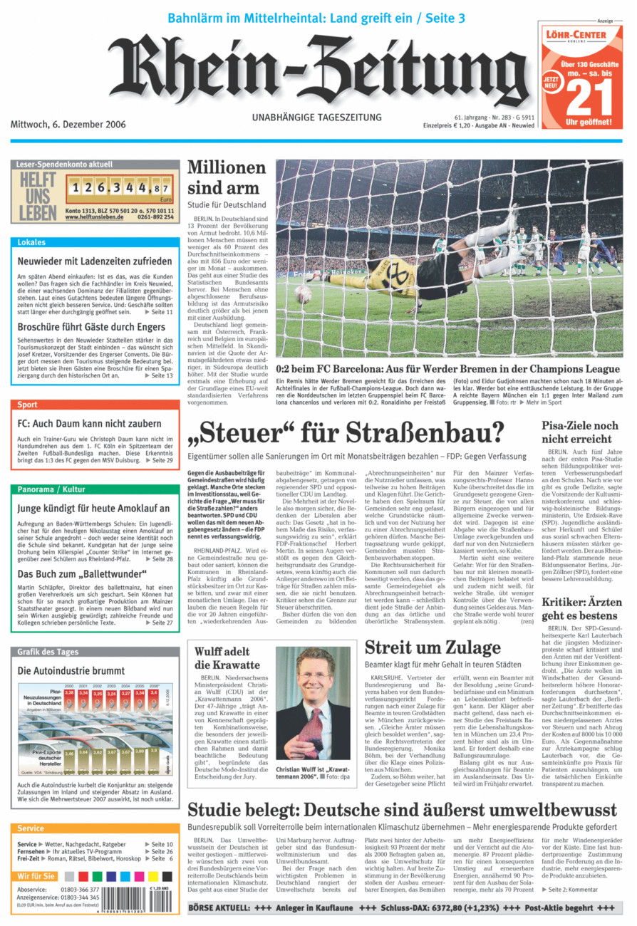 Rhein-Zeitung Kreis Neuwied vom Mittwoch, 06.12.2006