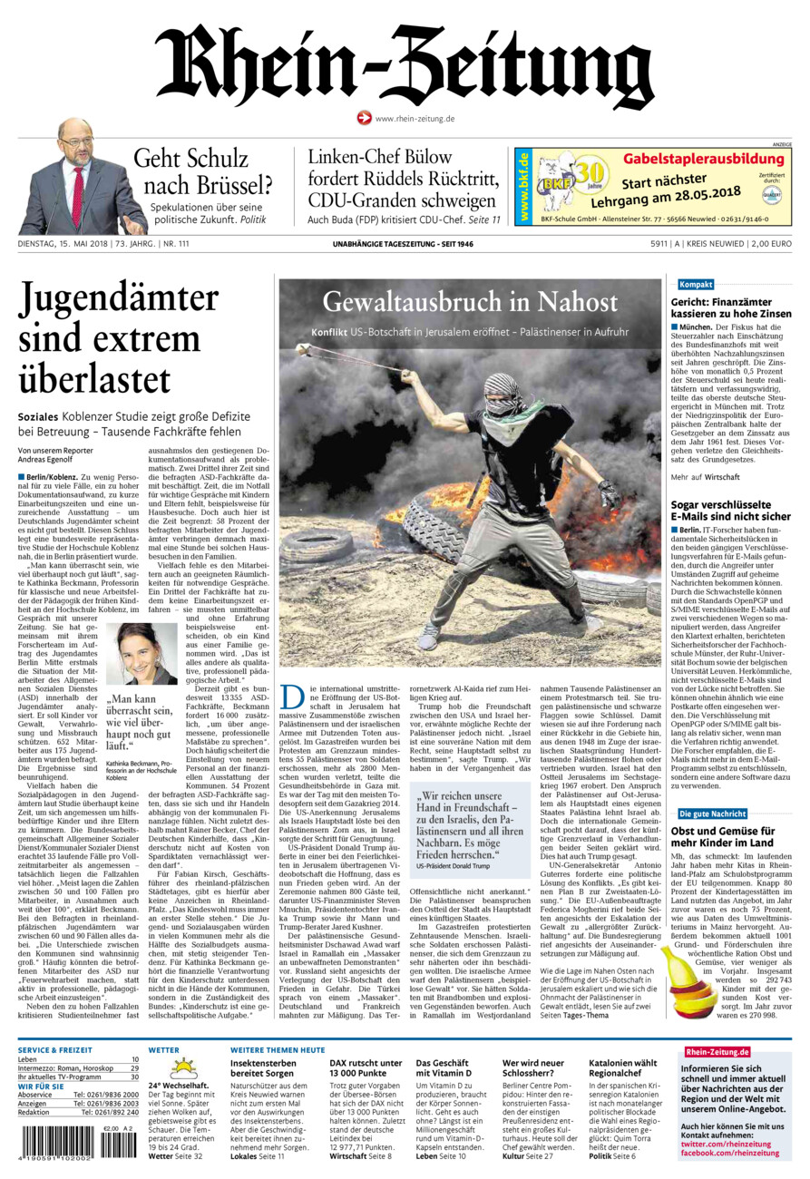 Rhein-Zeitung Kreis Neuwied vom Dienstag, 15.05.2018