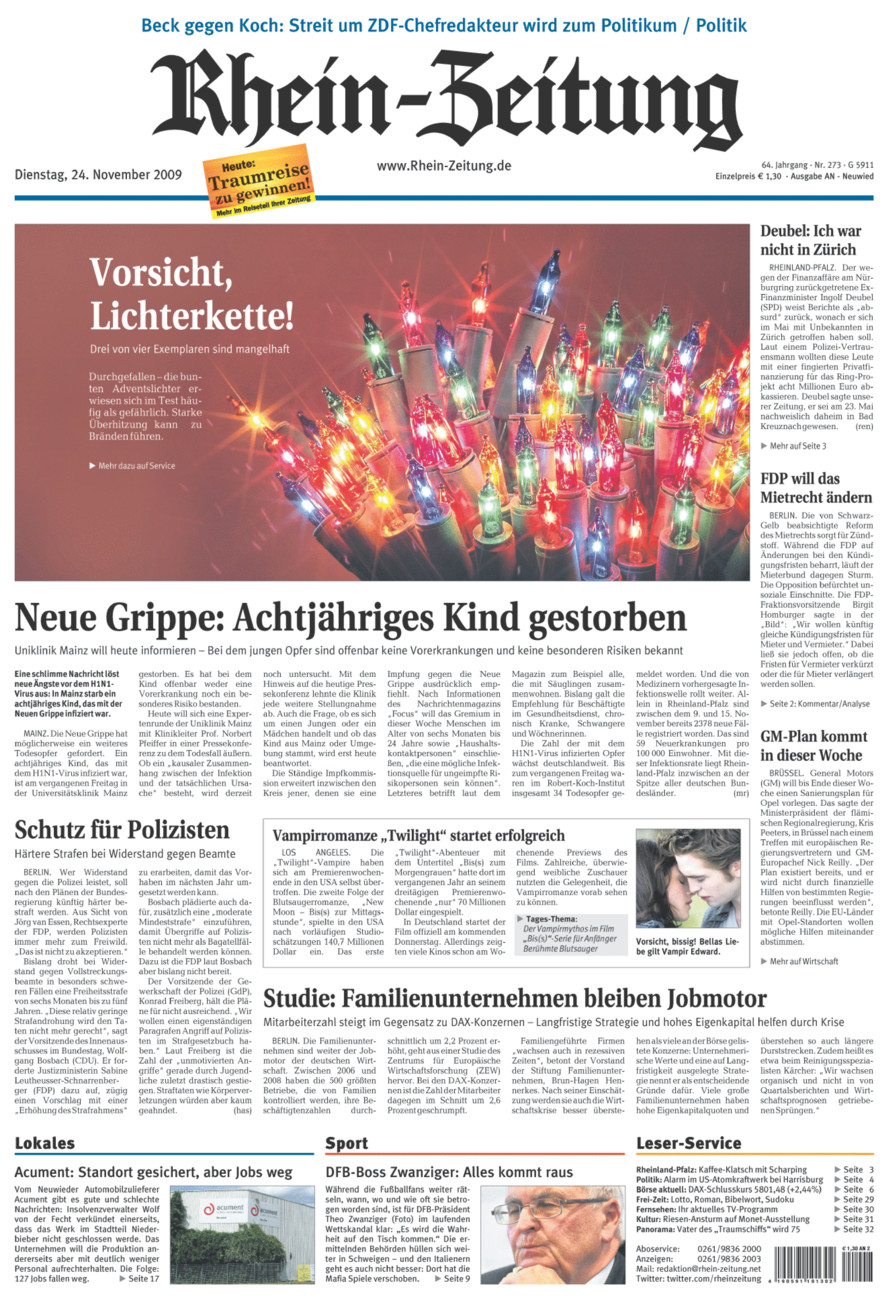 Rhein-Zeitung Kreis Neuwied vom Dienstag, 24.11.2009
