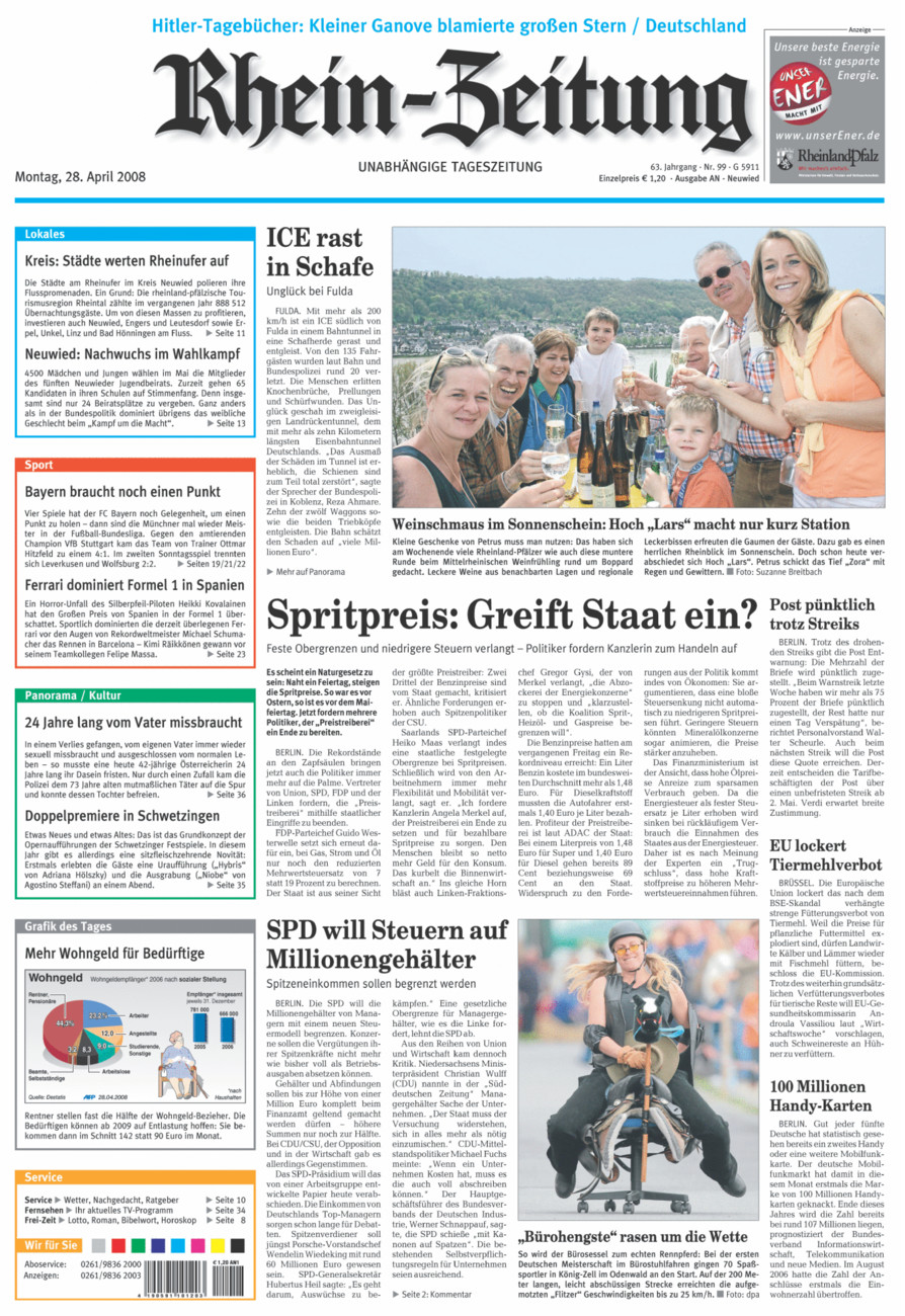 Rhein-Zeitung Kreis Neuwied vom Montag, 28.04.2008