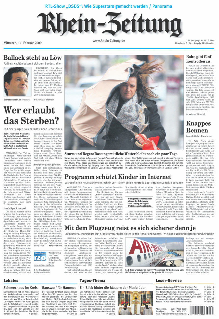 Rhein-Zeitung Kreis Neuwied vom Mittwoch, 11.02.2009