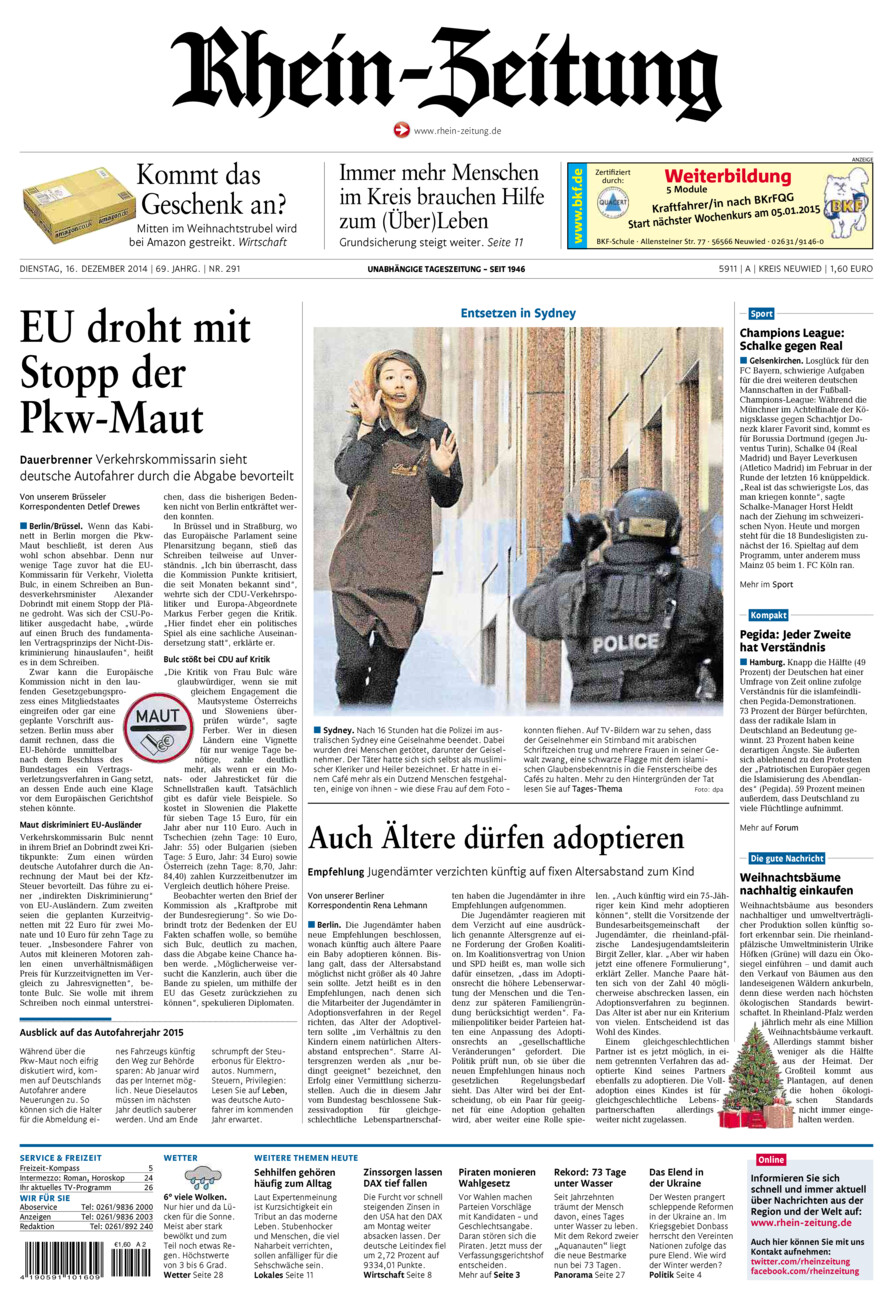 Rhein-Zeitung Kreis Neuwied vom Dienstag, 16.12.2014