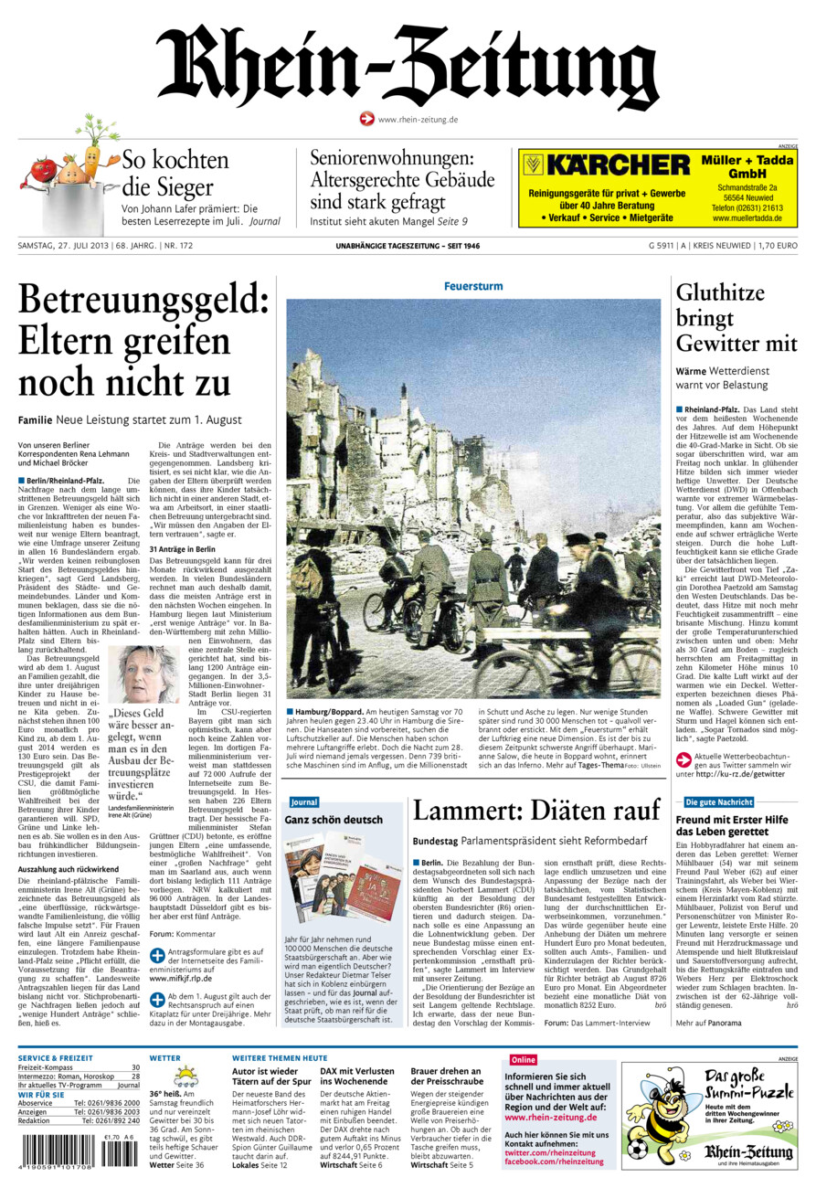 Rhein-Zeitung Kreis Neuwied vom Samstag, 27.07.2013