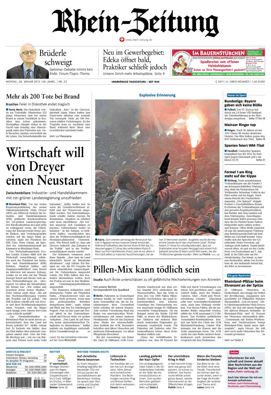 Rhein-Zeitung Kreis Neuwied vom Montag, 28.01.2013