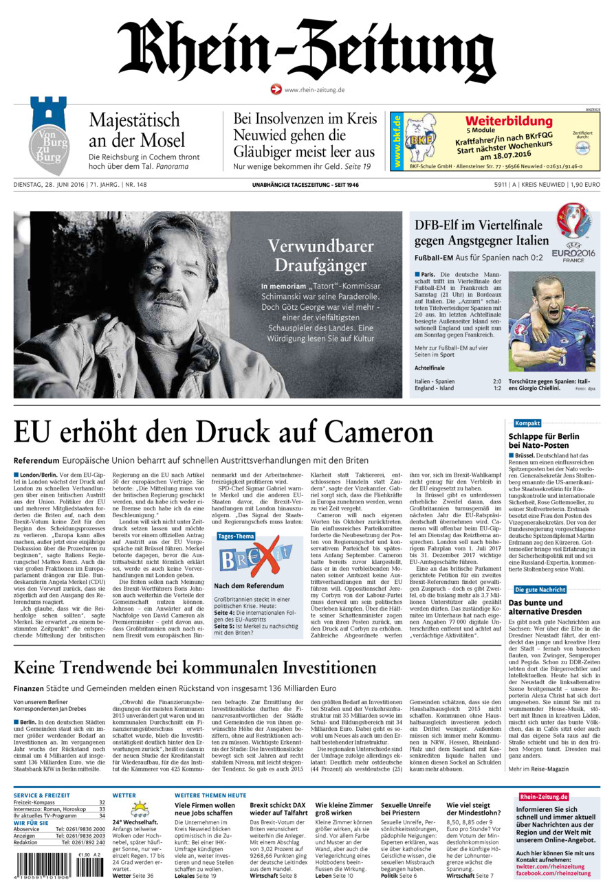 Rhein-Zeitung Kreis Neuwied vom Dienstag, 28.06.2016