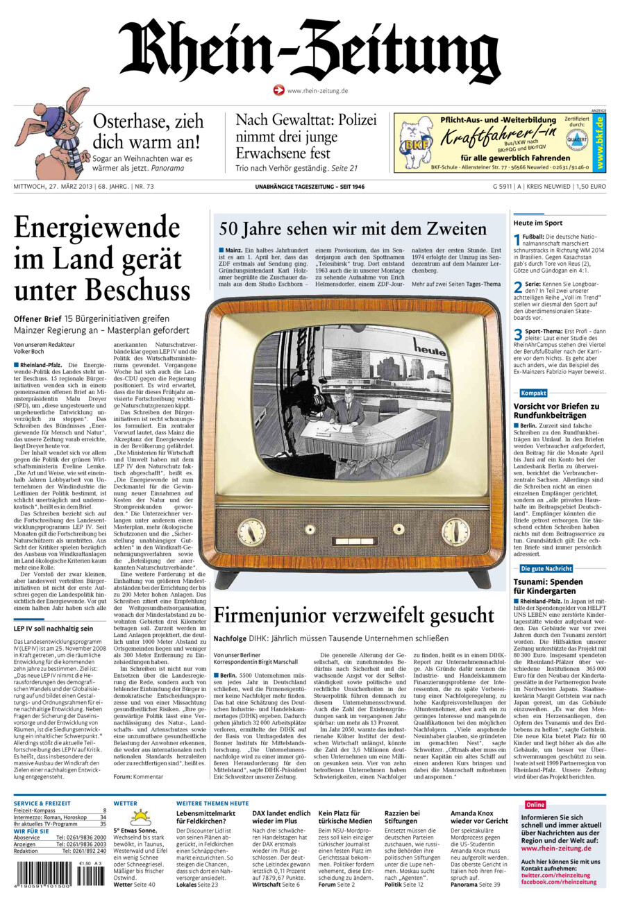 Rhein-Zeitung Kreis Neuwied vom Mittwoch, 27.03.2013