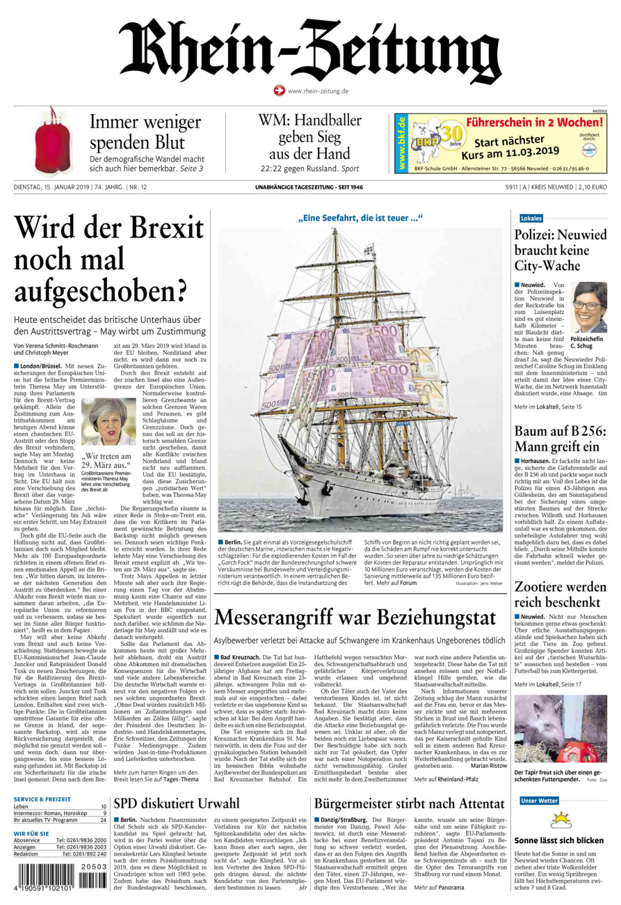 Rhein-Zeitung Kreis Neuwied vom Dienstag, 15.01.2019