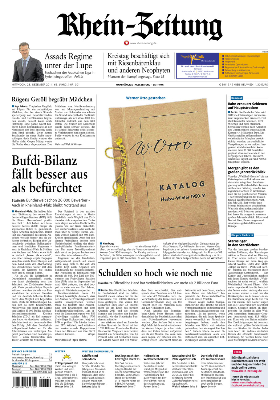 Rhein-Zeitung Kreis Neuwied vom Mittwoch, 28.12.2011