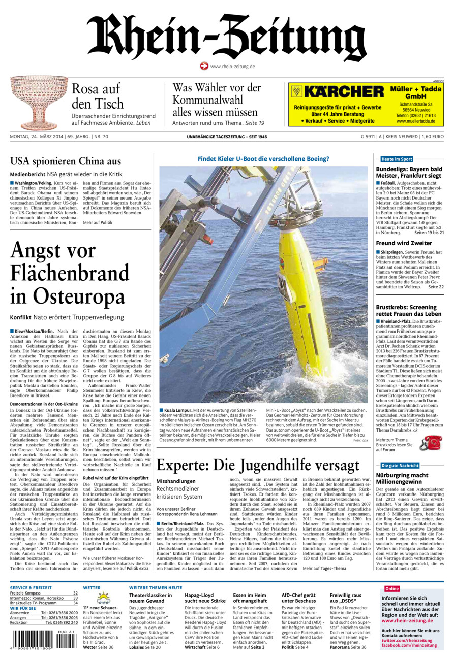 Rhein-Zeitung Kreis Neuwied vom Montag, 24.03.2014