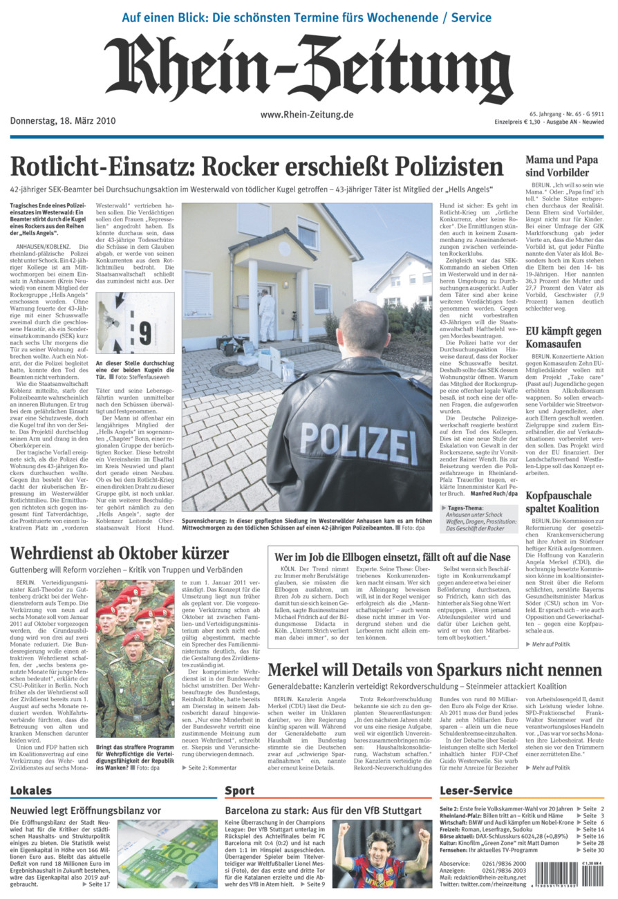 Rhein-Zeitung Kreis Neuwied vom Donnerstag, 18.03.2010