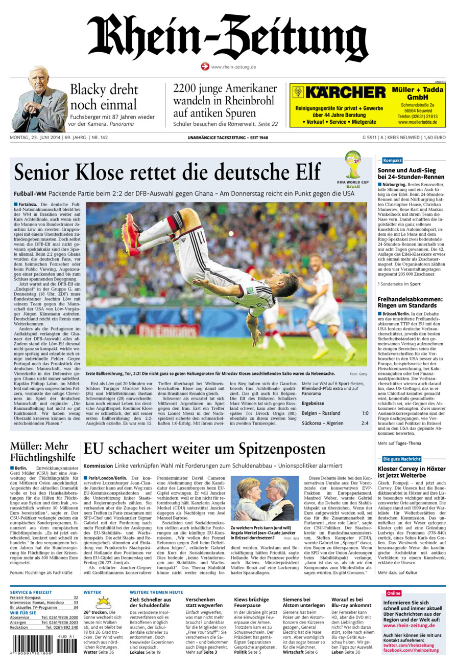 Rhein-Zeitung Kreis Neuwied vom Montag, 23.06.2014