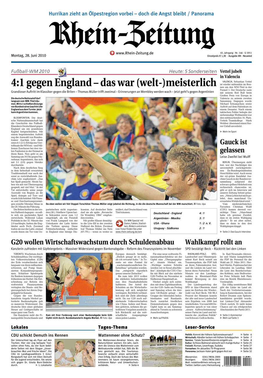 Rhein-Zeitung Kreis Neuwied vom Montag, 28.06.2010