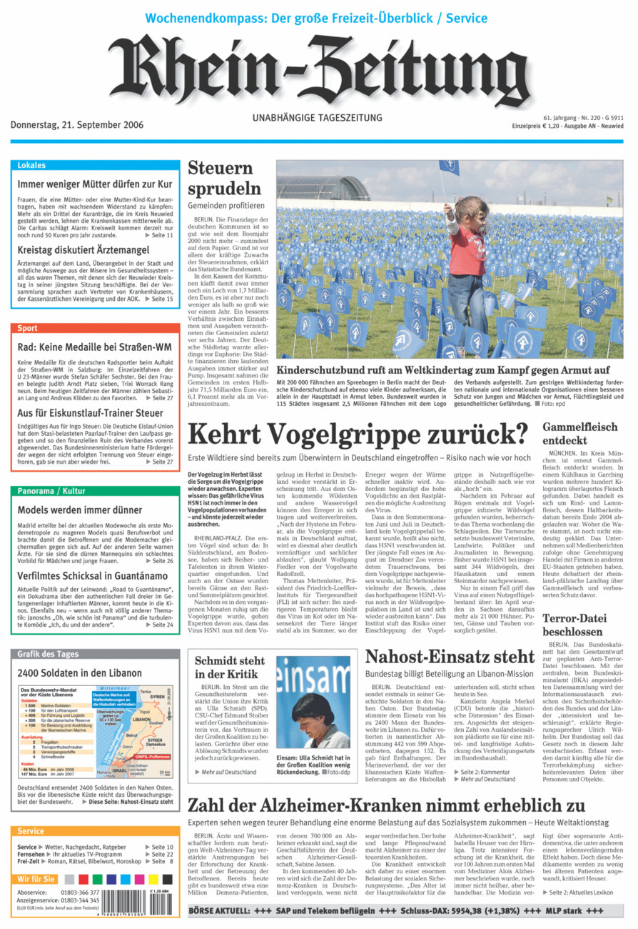 Rhein-Zeitung Kreis Neuwied vom Donnerstag, 21.09.2006