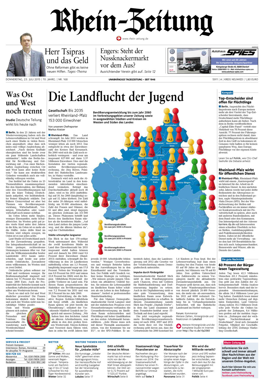 Rhein-Zeitung Kreis Neuwied vom Donnerstag, 23.07.2015