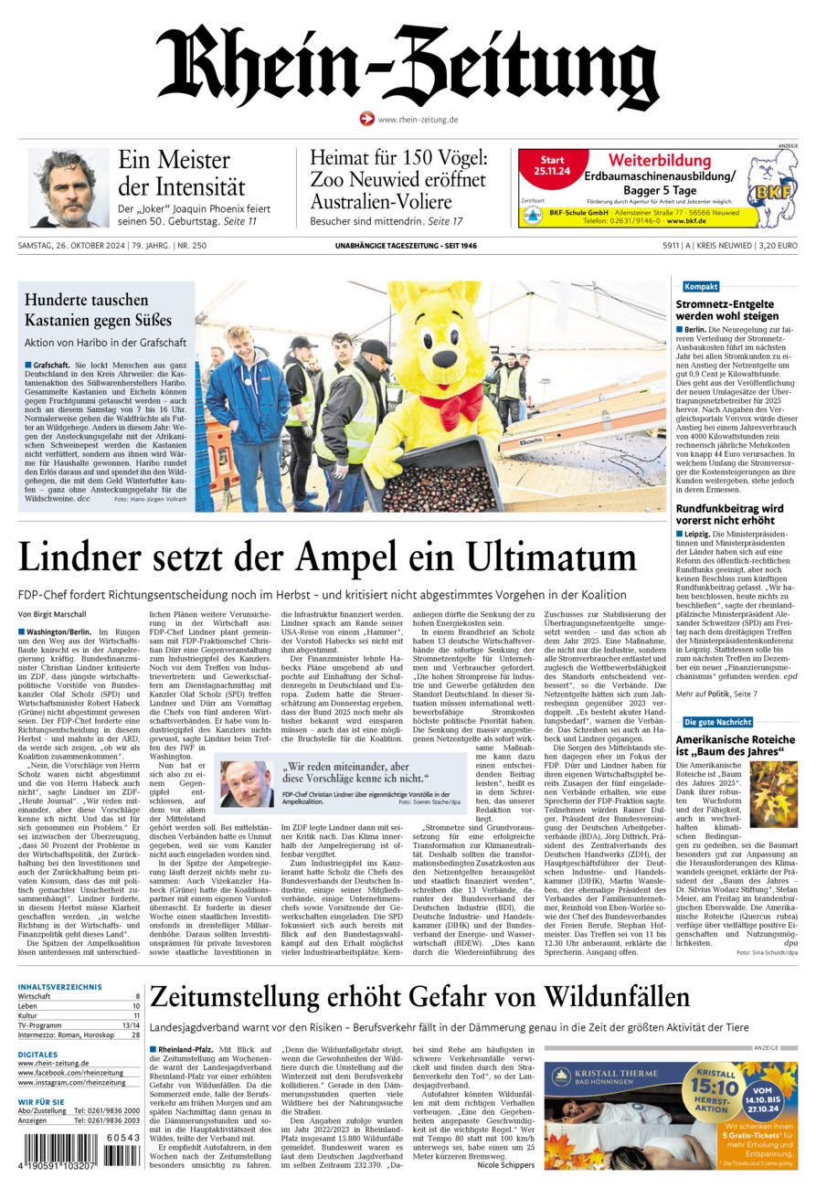 Rhein-Zeitung Kreis Neuwied vom Samstag, 26.10.2024