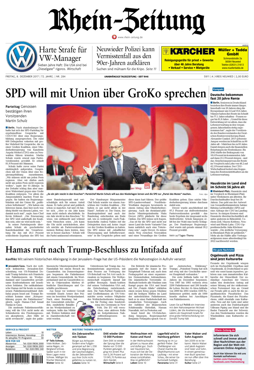 Rhein-Zeitung Kreis Neuwied vom Freitag, 08.12.2017