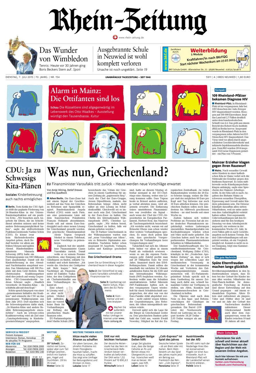 Rhein-Zeitung Kreis Neuwied vom Dienstag, 07.07.2015