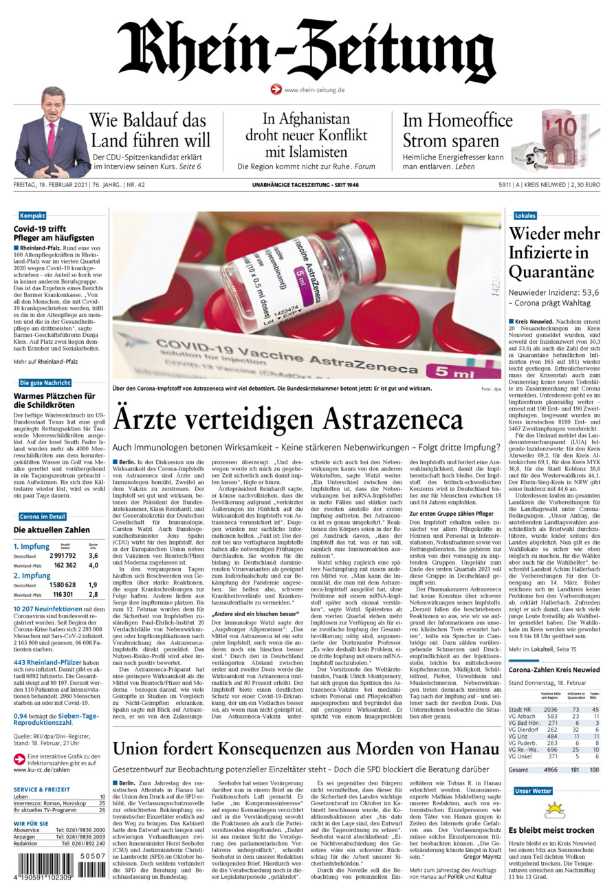 Rhein-Zeitung Kreis Neuwied vom Freitag, 19.02.2021