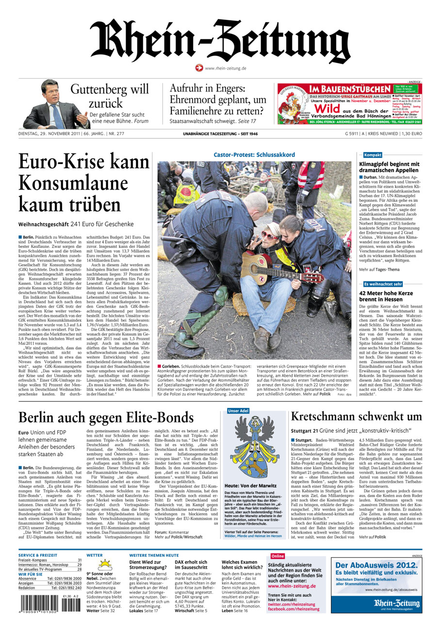 Rhein-Zeitung Kreis Neuwied vom Dienstag, 29.11.2011