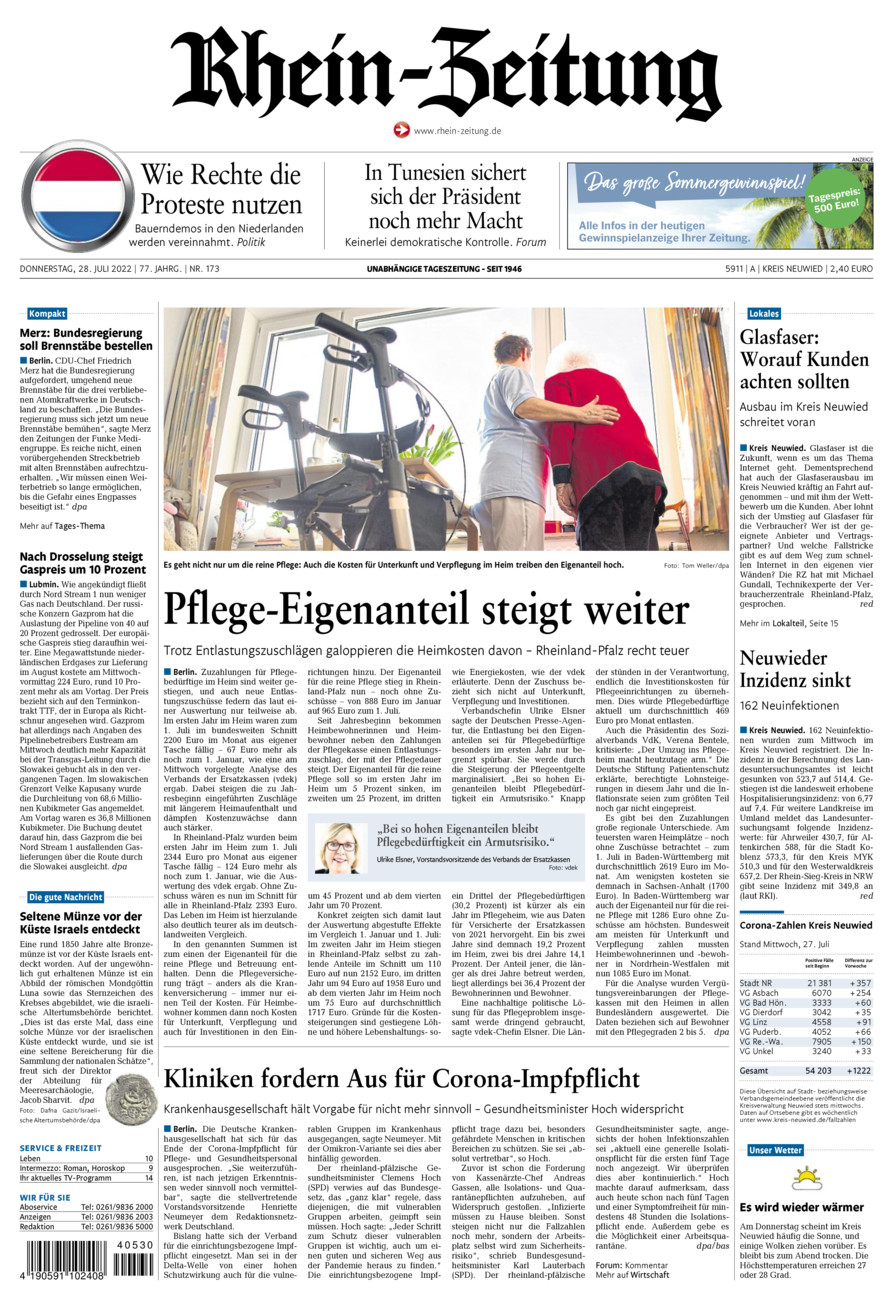Rhein-Zeitung Kreis Neuwied vom Donnerstag, 28.07.2022