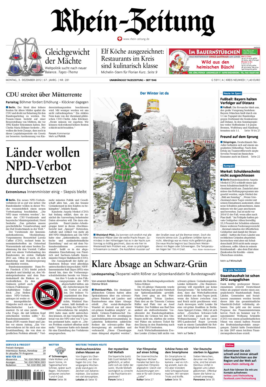 Rhein-Zeitung Kreis Neuwied vom Montag, 03.12.2012