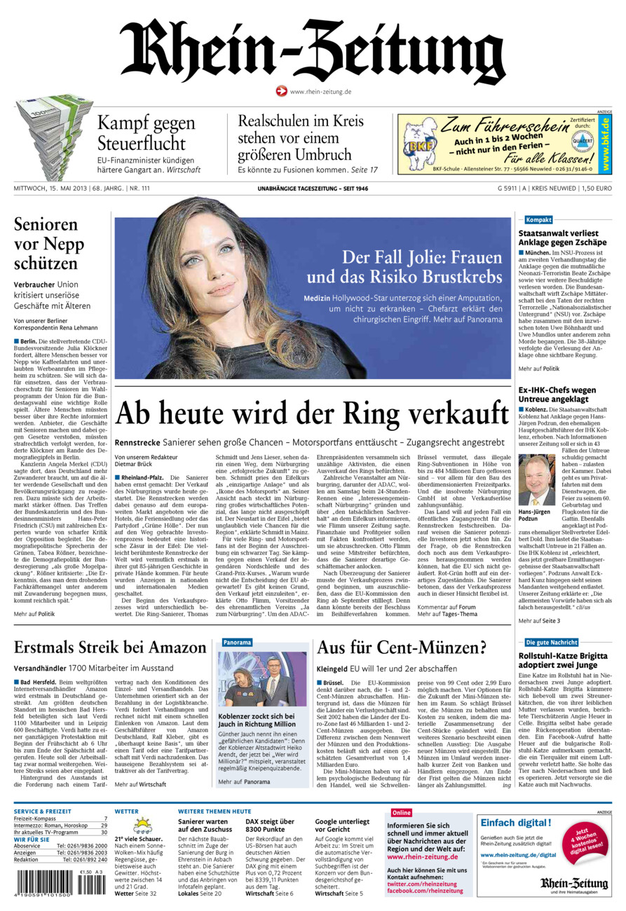 Rhein-Zeitung Kreis Neuwied vom Mittwoch, 15.05.2013