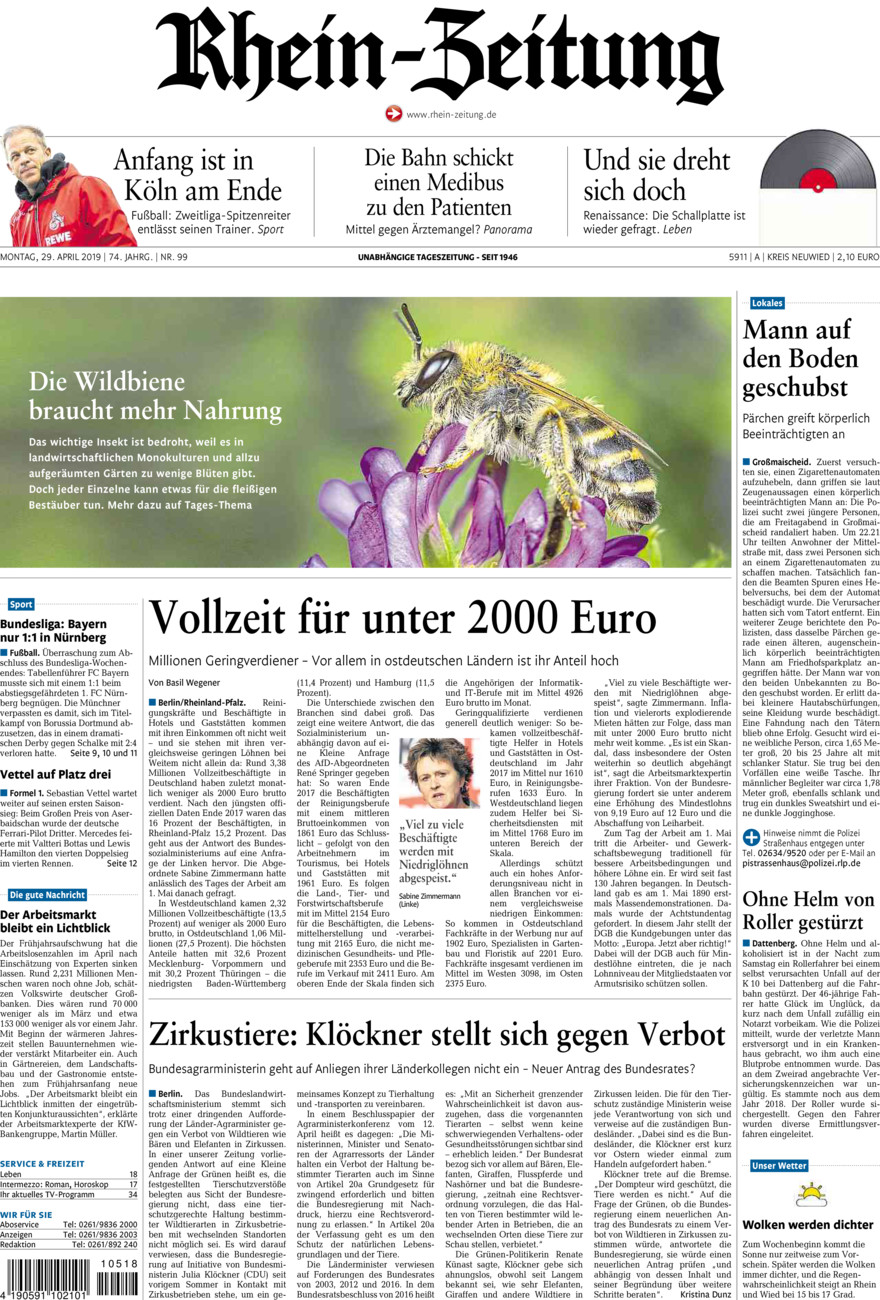 Rhein-Zeitung Kreis Neuwied vom Montag, 29.04.2019
