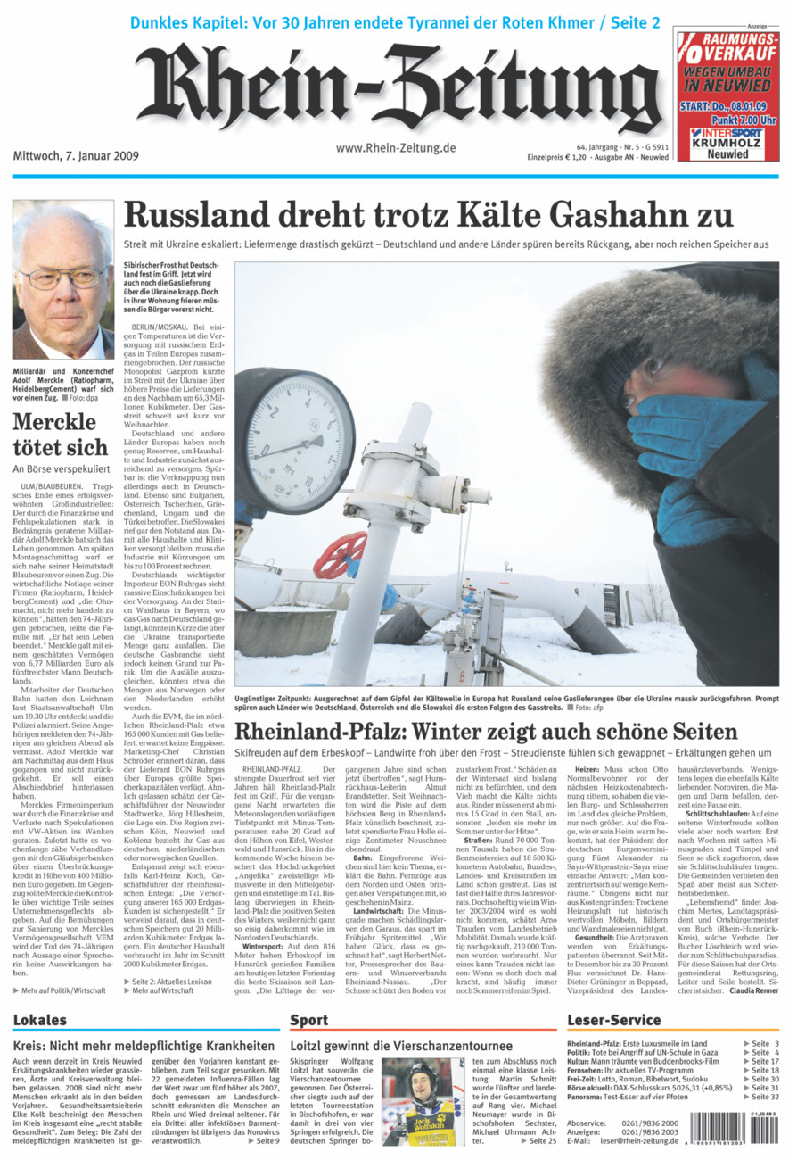 Rhein-Zeitung Kreis Neuwied vom Mittwoch, 07.01.2009