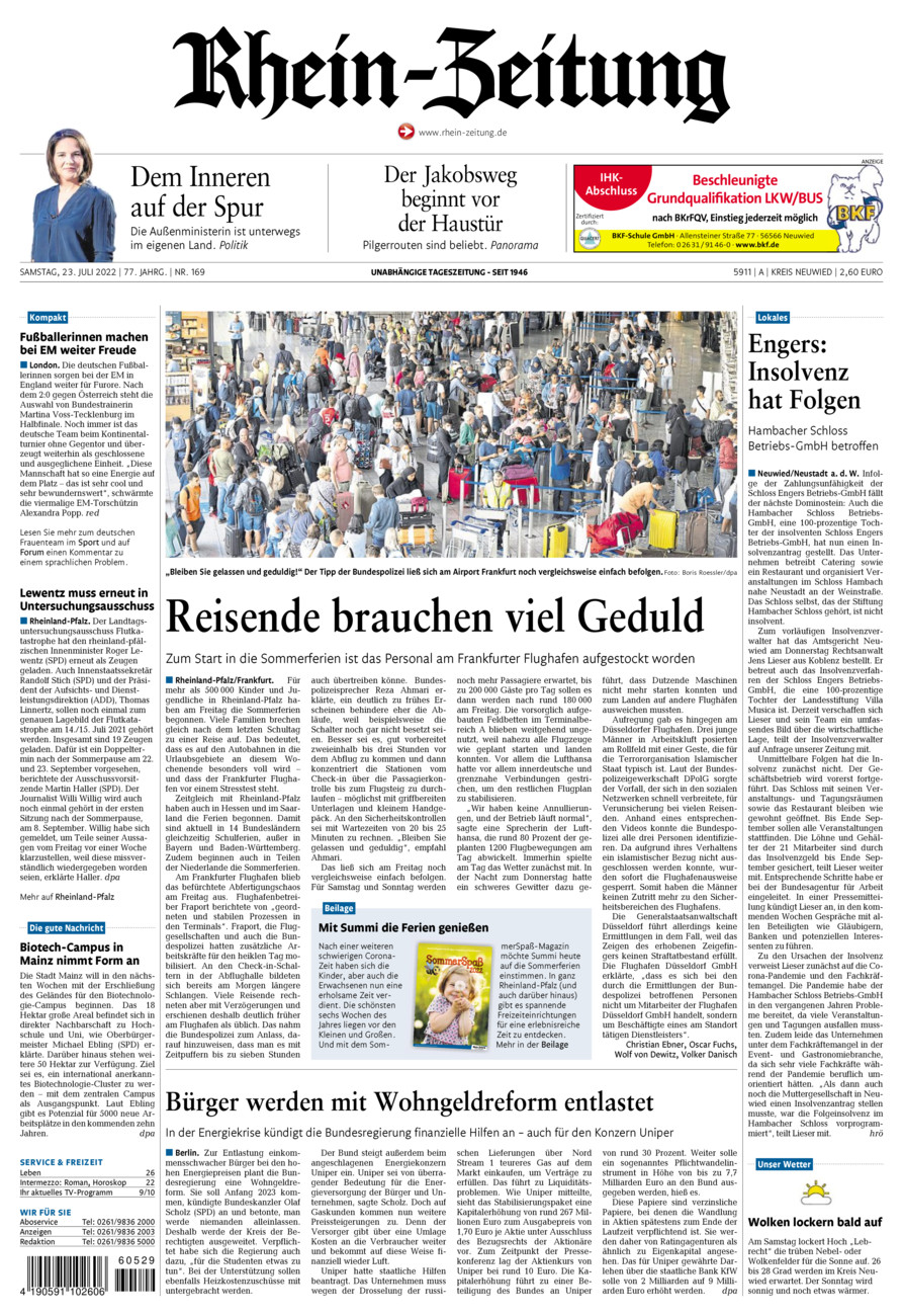 Rhein-Zeitung Kreis Neuwied vom Samstag, 23.07.2022