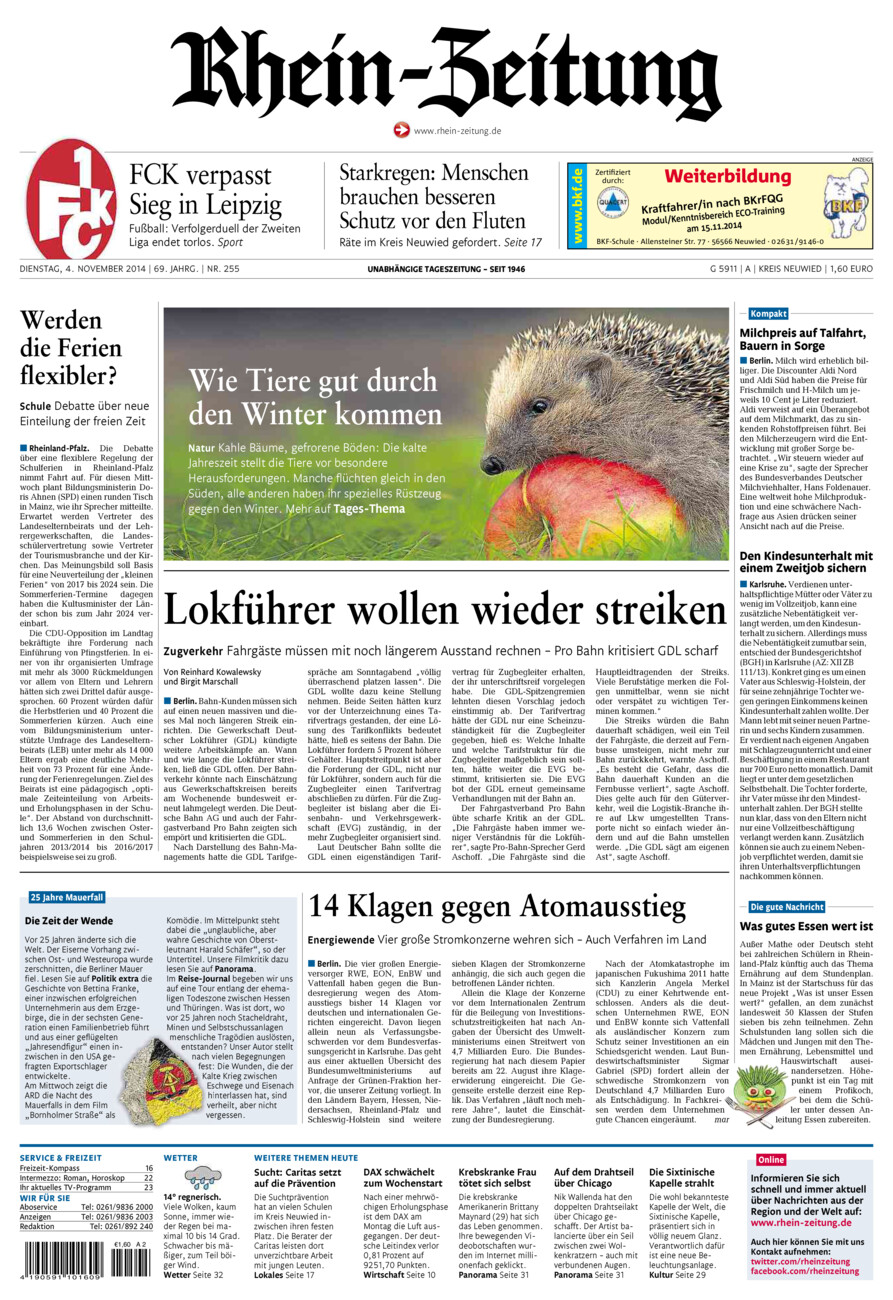 Rhein-Zeitung Kreis Neuwied vom Dienstag, 04.11.2014