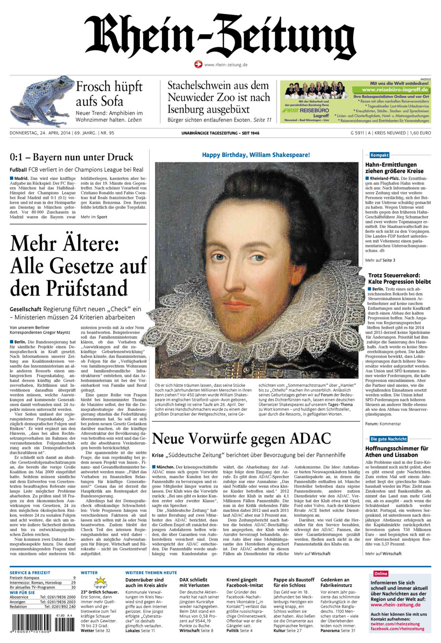Rhein-Zeitung Kreis Neuwied vom Donnerstag, 24.04.2014
